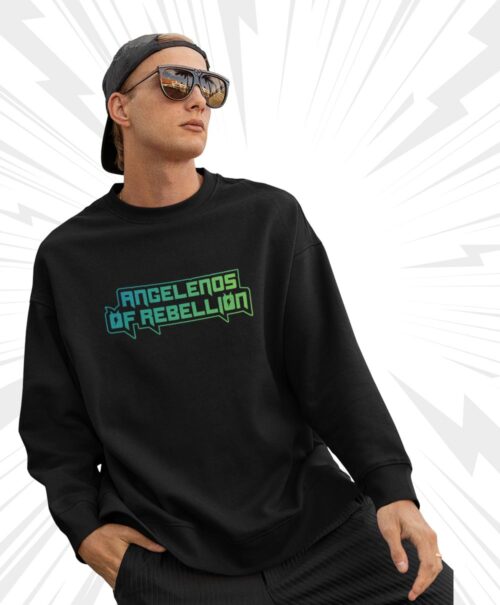 Angeleno of Rebellion in his hometown, sporting liberal politics on his shirt