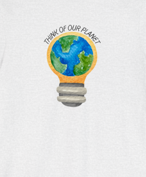 Think of our Planet, green shirt, tee, t-shirt, climate change, earth, save earth