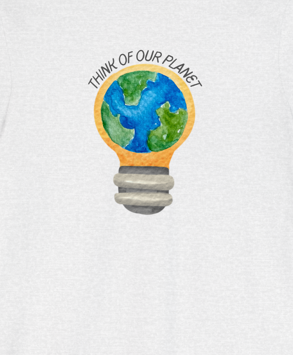 Think of our Planet, green shirt, tee, t-shirt, climate change, earth, save earth